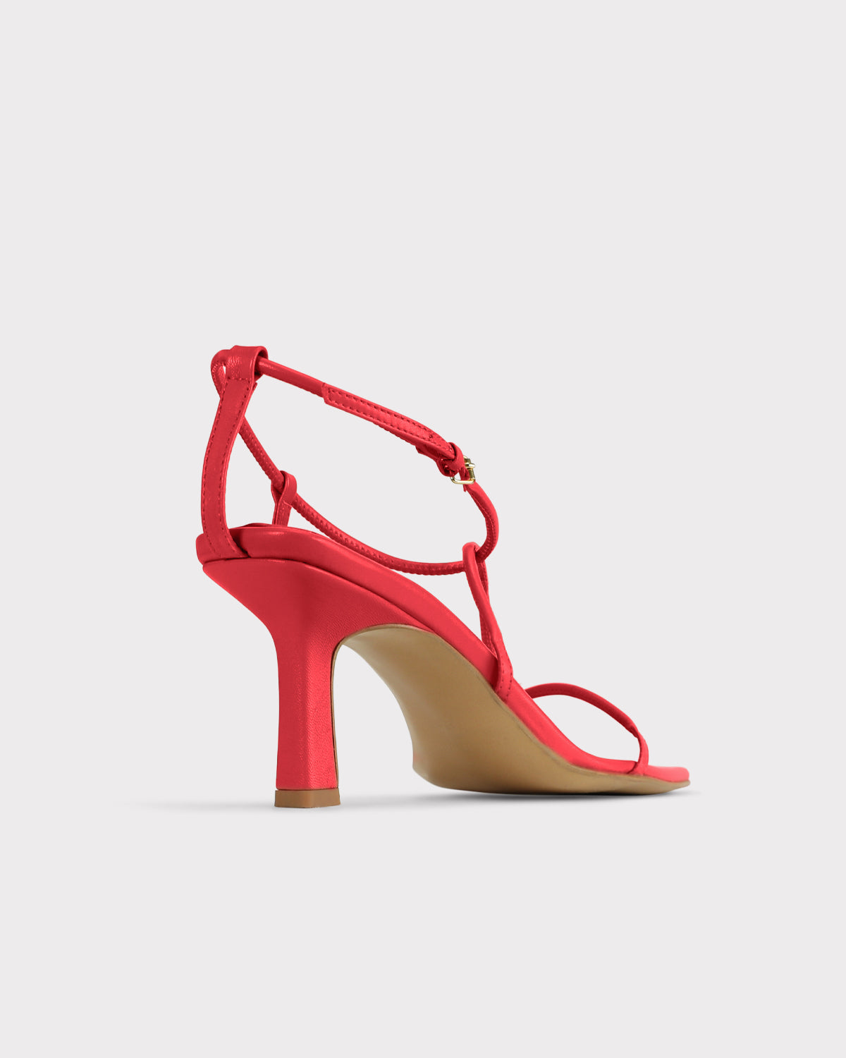 slow fashion brand strappy evening sandal in red