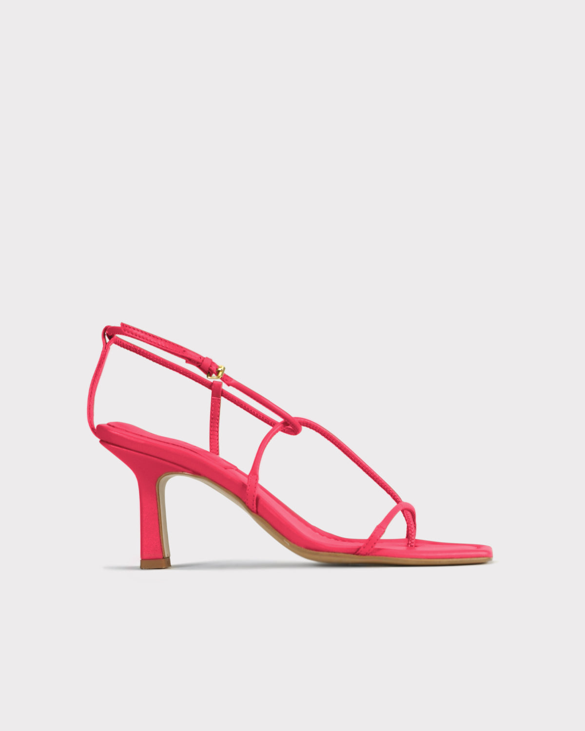 ethical leather strappy evening shoe in red 