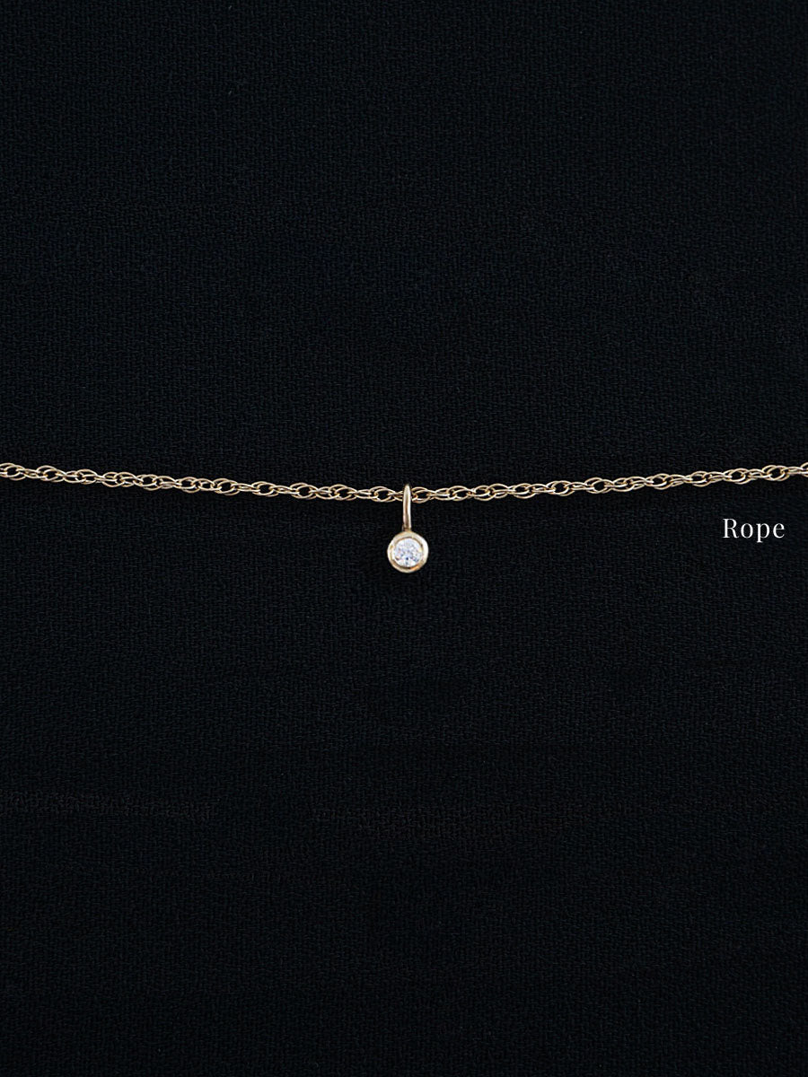 recycled 14k gold reclaimed natural diamond rope necklace