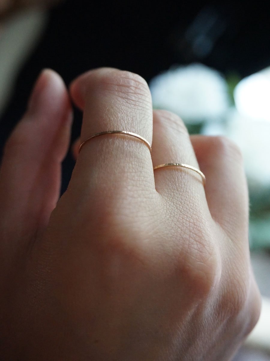 delicate stackable recycled gold ring