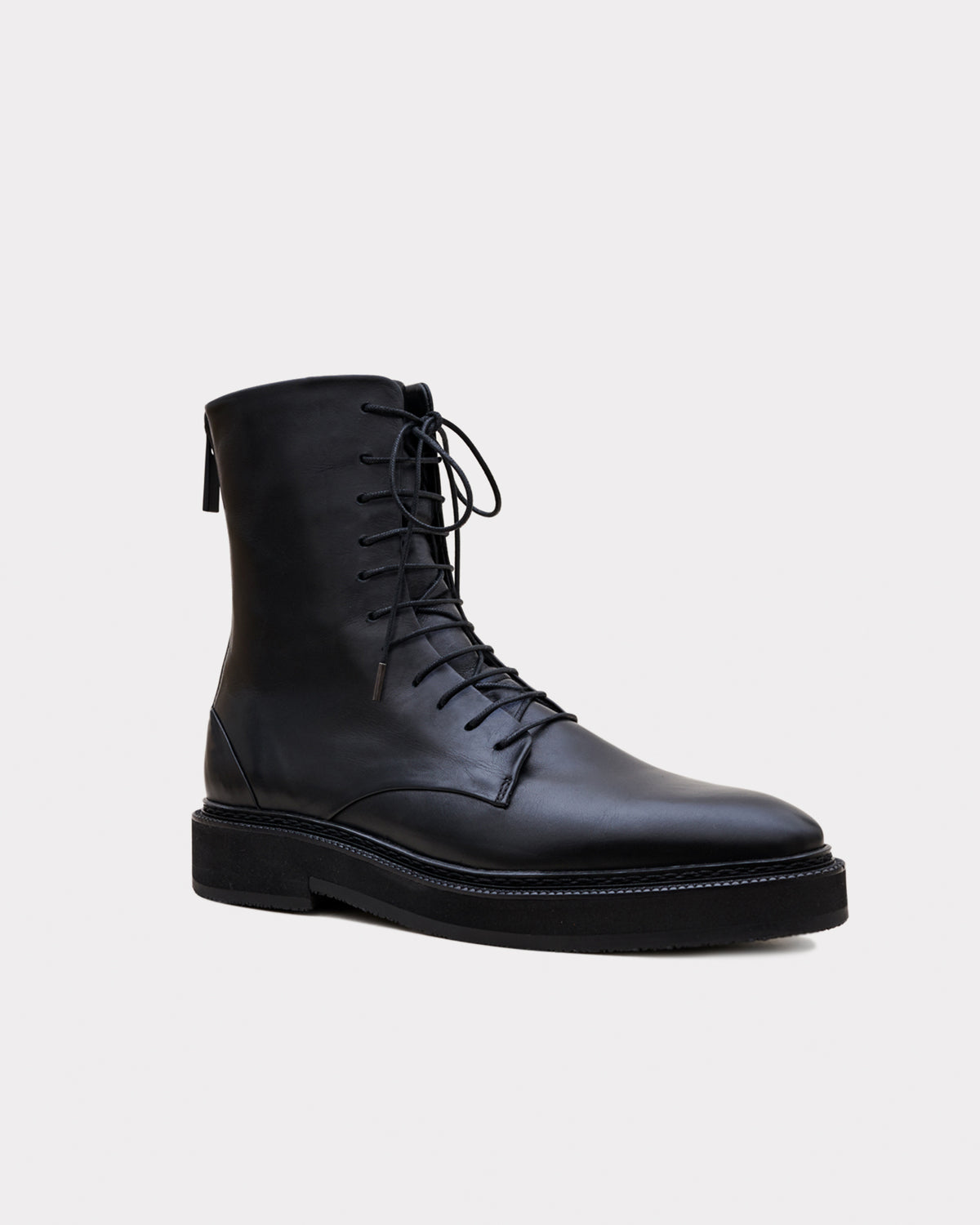 classic combat boot in black ethical leather