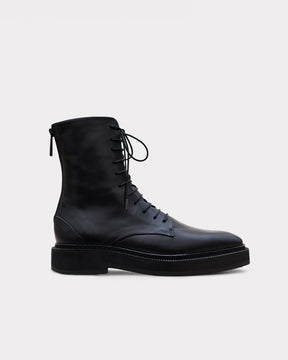 ethical shoe brand black lace-up combat boot