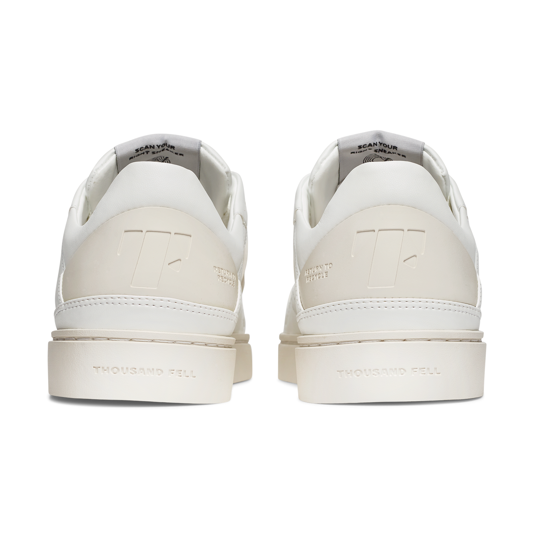 back view of white eco friendly sneakers inspired by nike court shoes