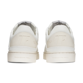 back view of white eco friendly sneakers inspired by nike court shoes
