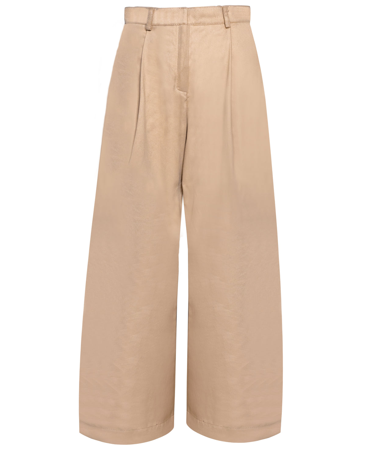 classic high waisted wide leg beige trouser