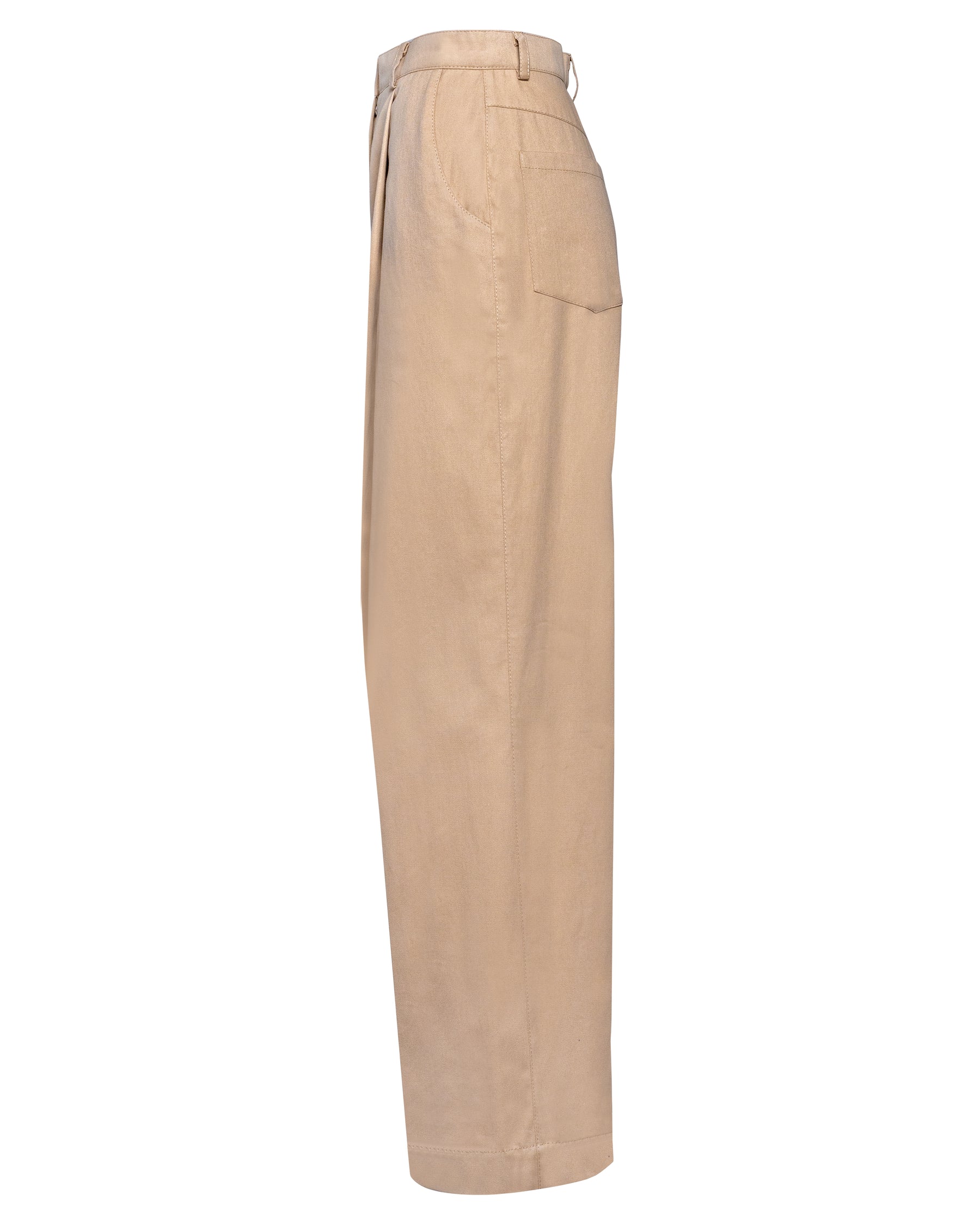 slow fashion beige high waisted wide leg trousers
