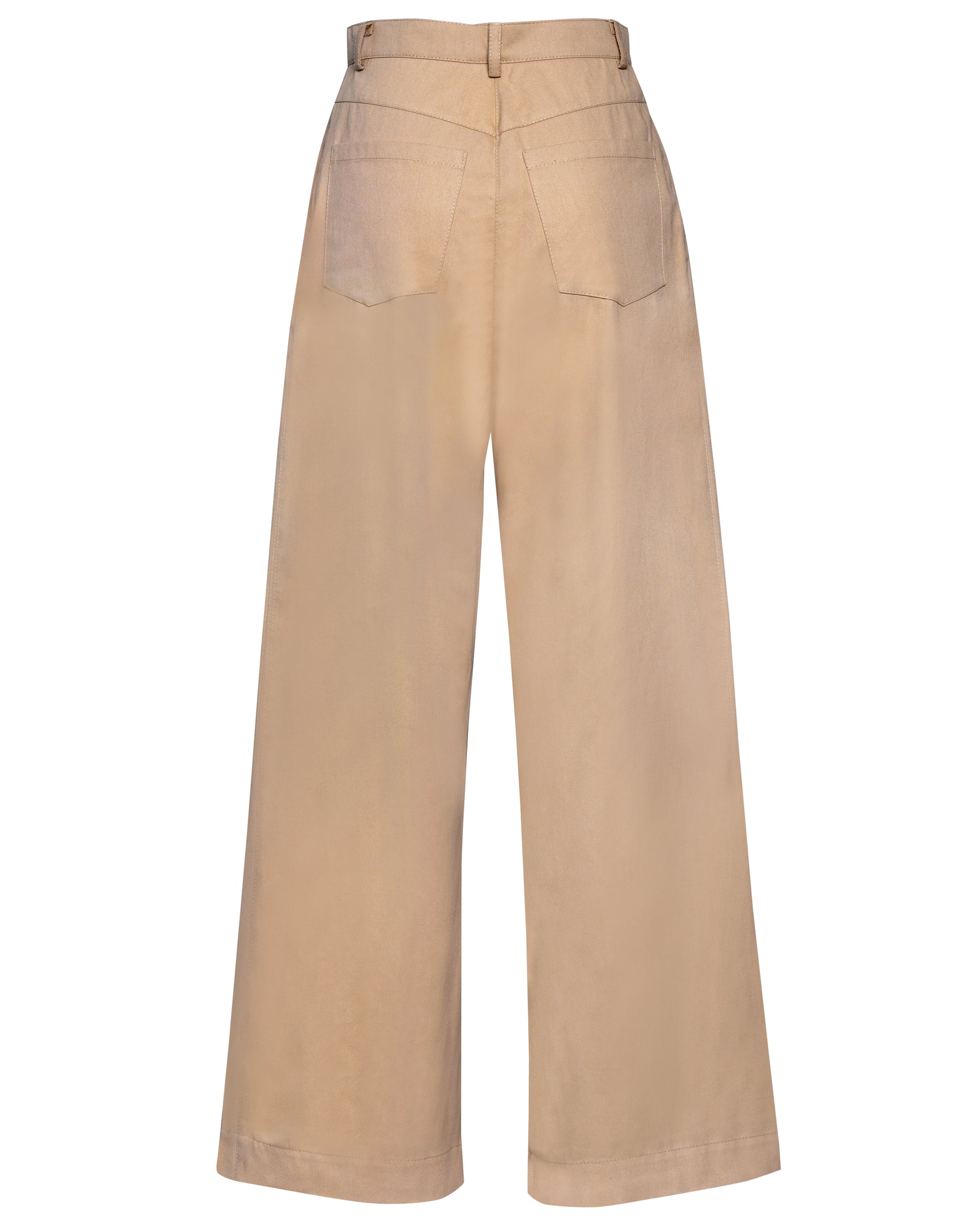 sustainable workwear beige high waisted wide leg trousers