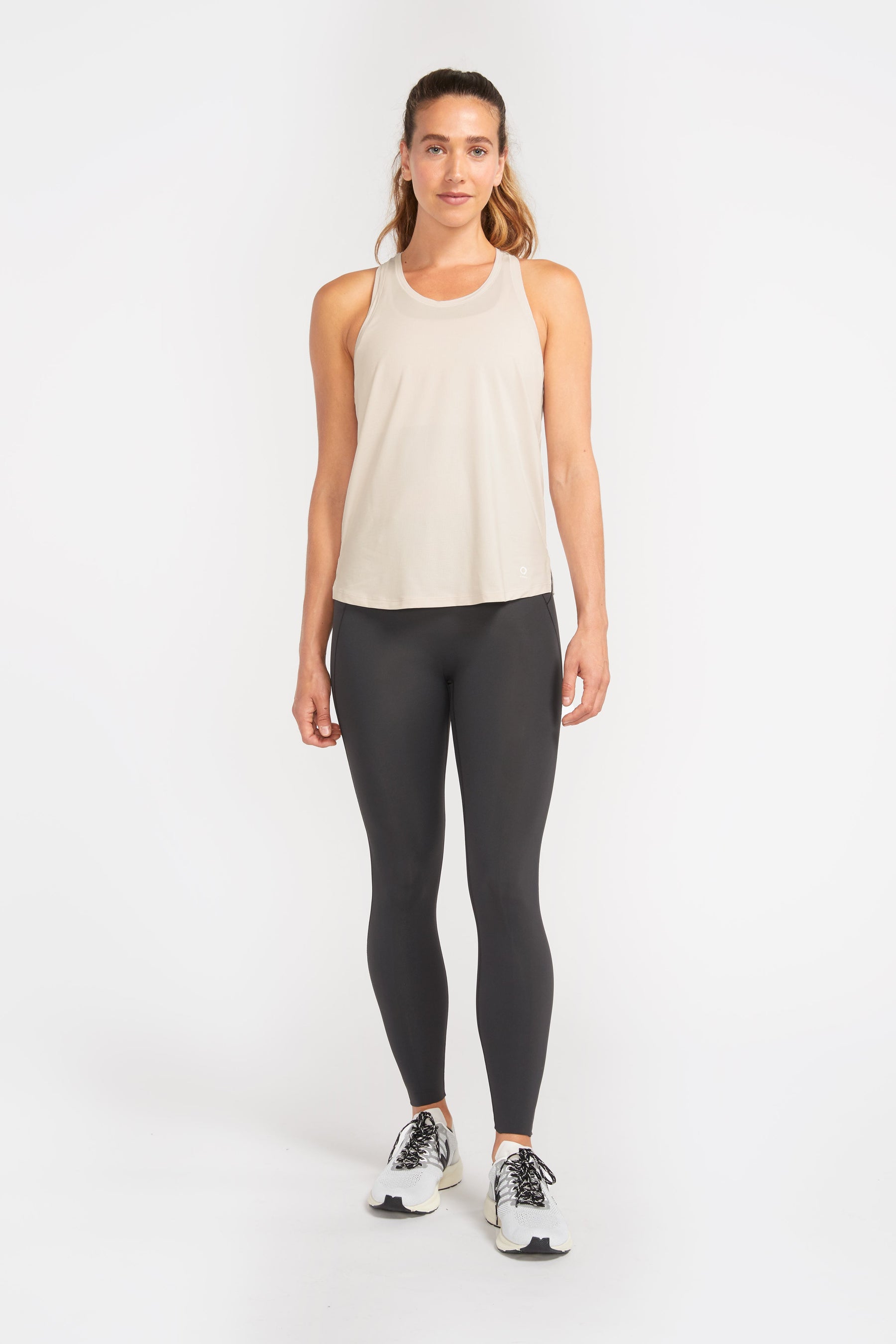 Mesh fitness tank top in natural color white sand, lululemon dupe