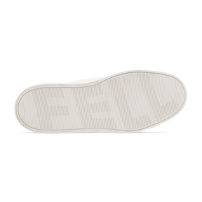 sole view of sustainable slip on sneakers in classic white