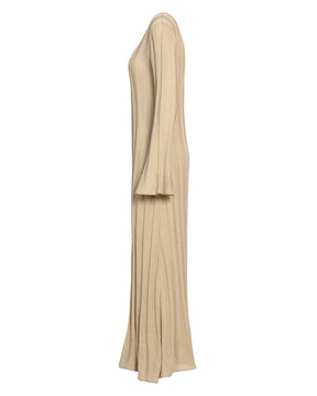long sleeve lightweight maxi dress beige knitwear