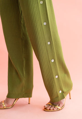 green knit pants for matching lounge set
