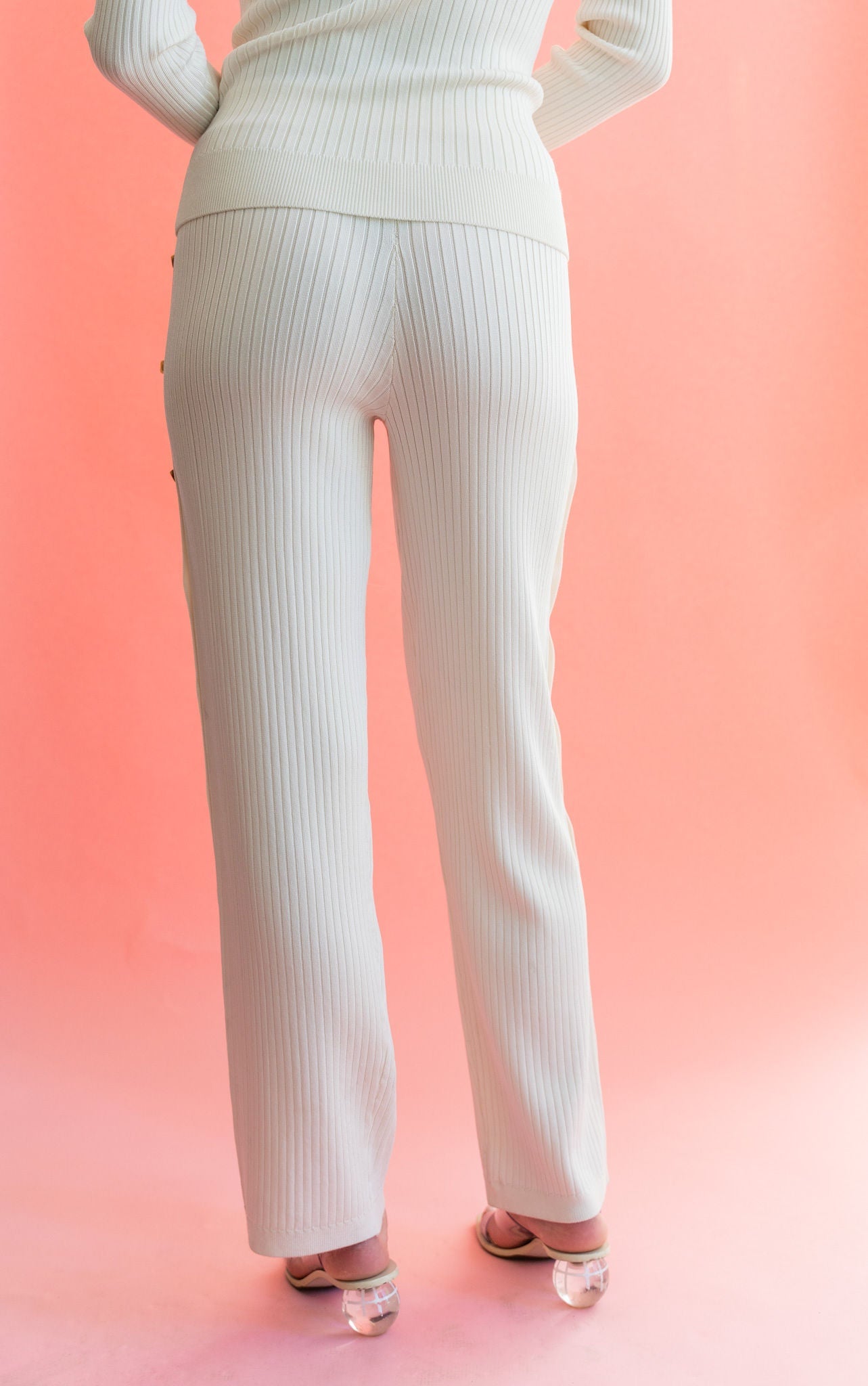 white knit pants for matching loungewear set