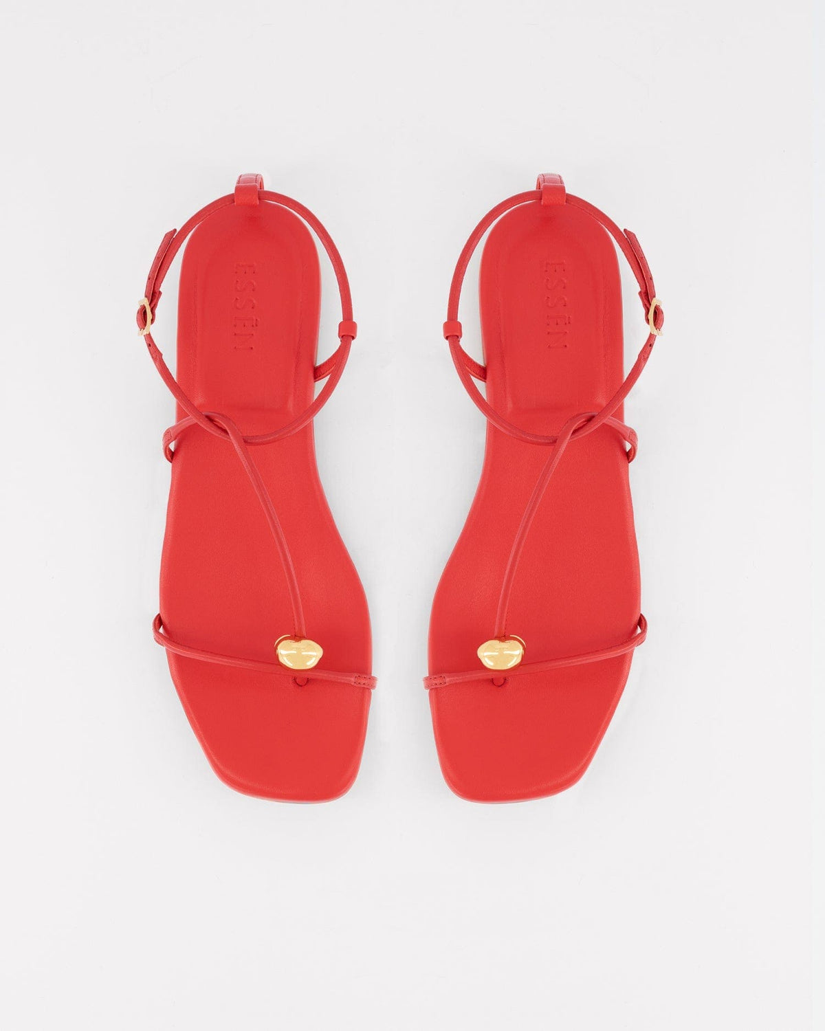 quiet luxury red leather strappy sandals