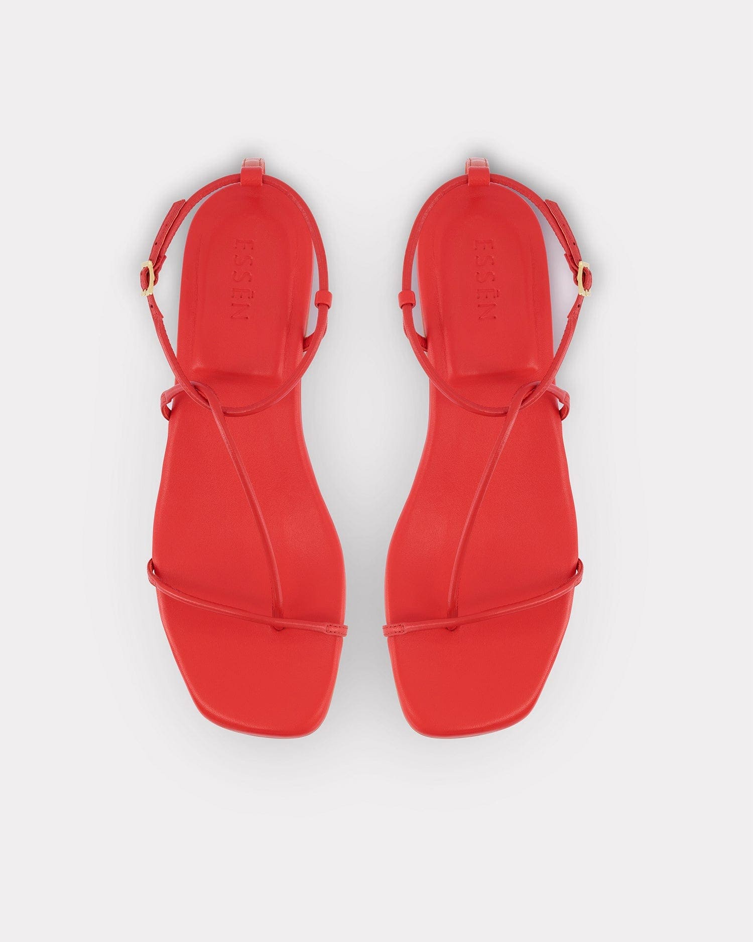 elegant strappy summer sandals in red leather