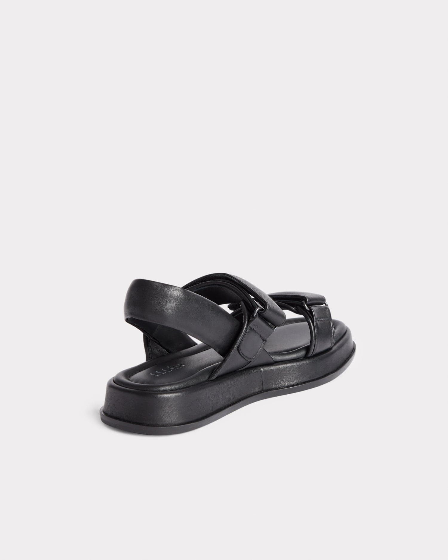 sustainable black leather chunky summer sandal