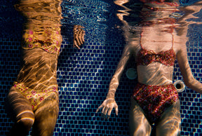 eco friendly bathing suits high rise bikini bottom red floral print