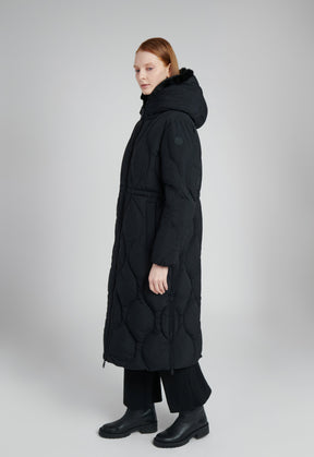 sustainable down full length puffer coat in black