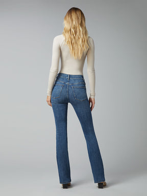 sustainable denim high rise boot cut lifted booty jeans