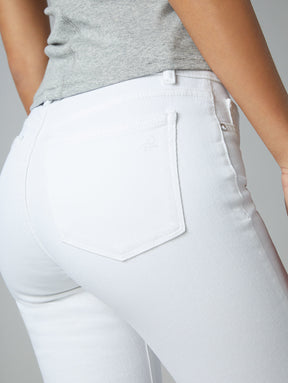 mid rise ankle cut straight leg jeans in white
