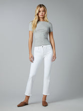white mid rise straight leg ankle cut jeans