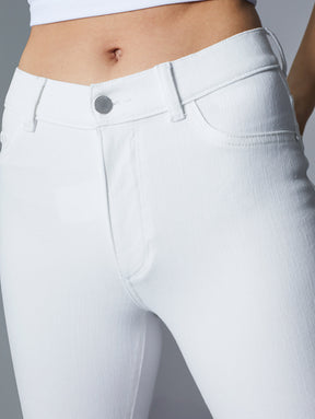 high waisted fitted white jeans