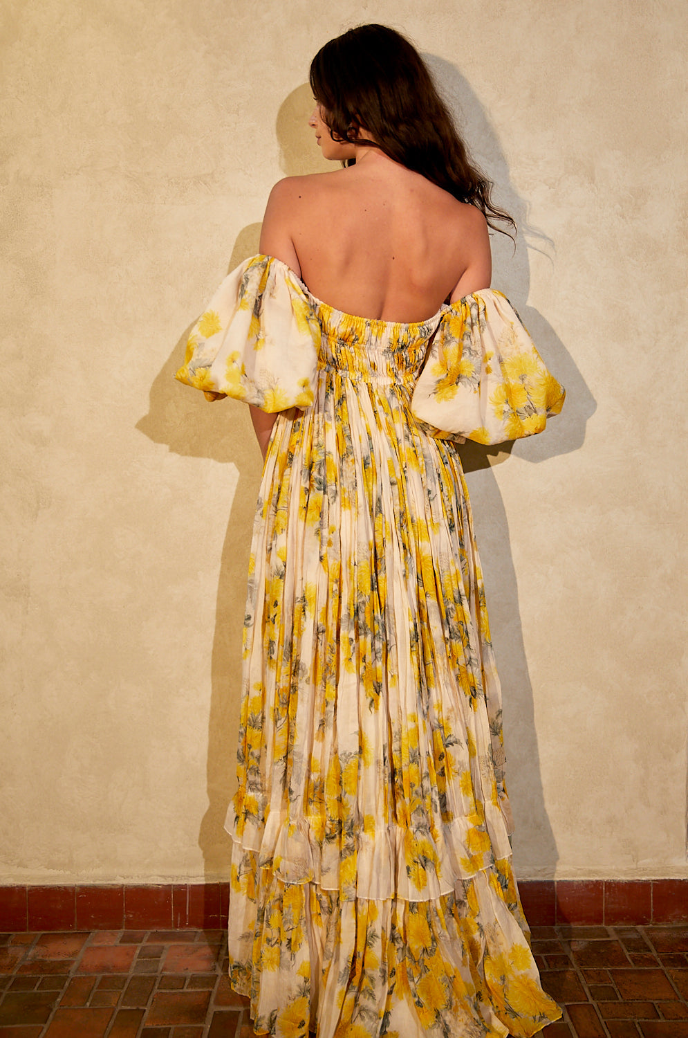 organic cotton floral print off shoulder maxi dress for summer