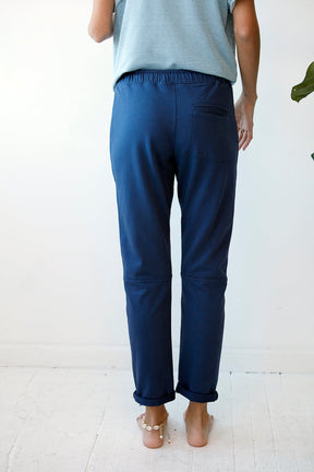blue cotton casual pants for travel