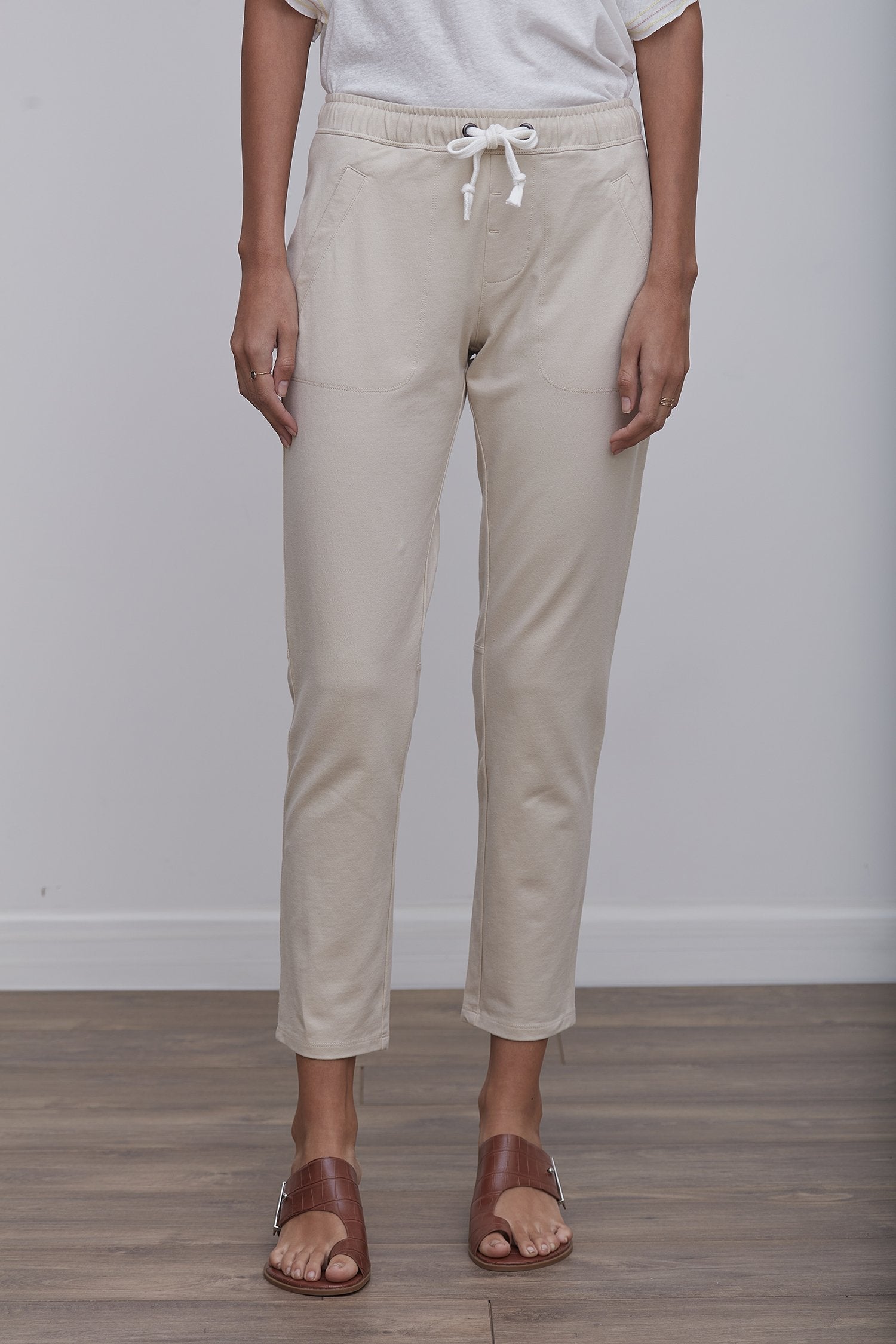 sustainable cotton pants beige loungewear