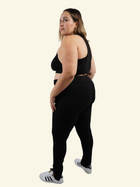 eco friendly activewear black high waisted flared leggings