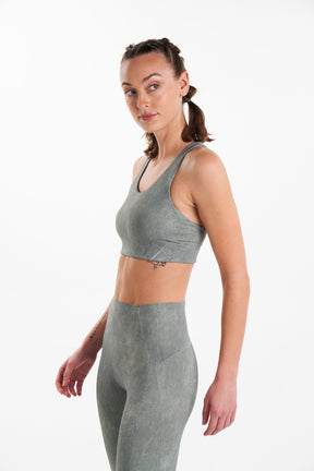 Side view sustainable alternative to lululemon sports bra for running