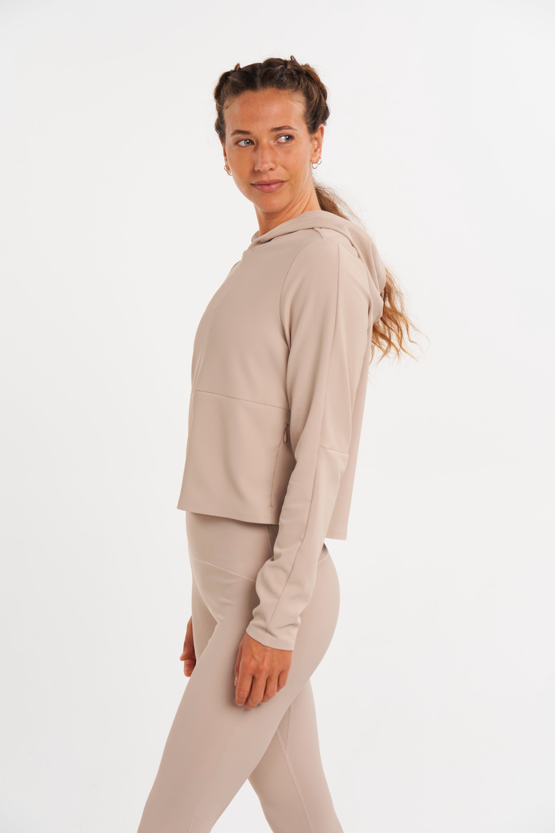 eco chic sustainable hoodie in beige