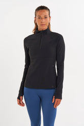 long sleeve running top for cold weather in lava rock (black)