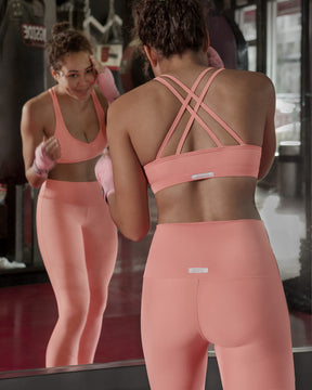stylish sustainable workout sports bra with cross back design 
