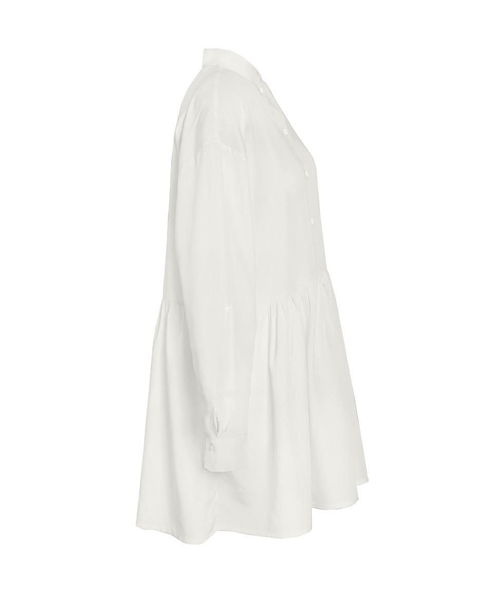 white ruffle mini dress