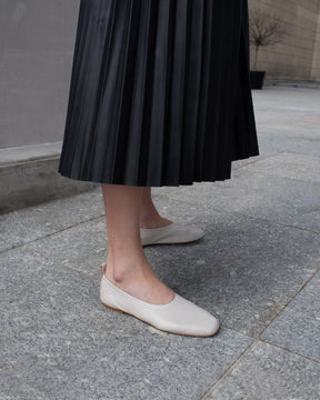 ethically made leather flats in ivory 