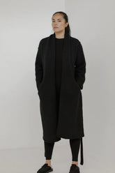 black wool wrap coat