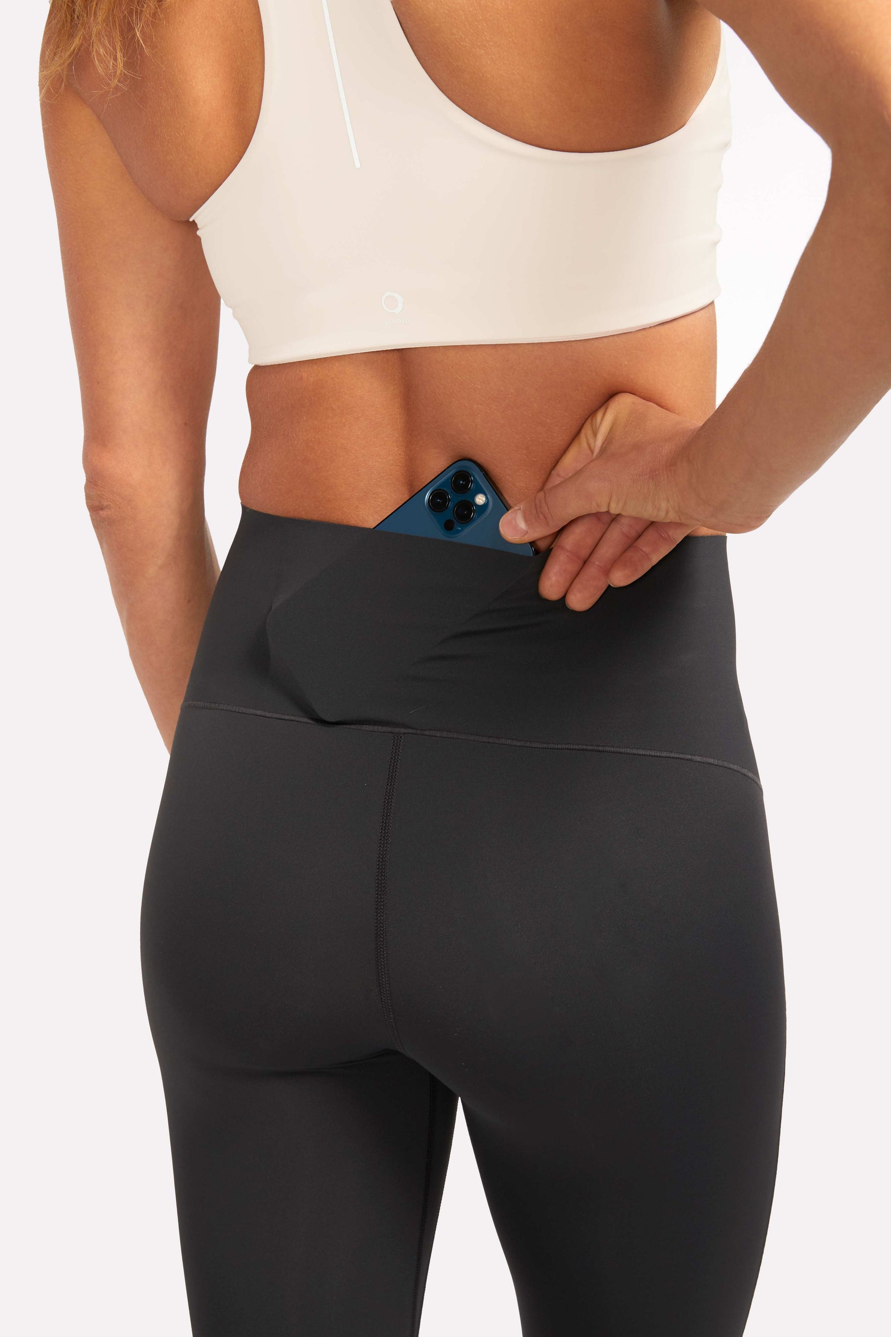 Hidden back pocket for phone high waisted running leggings