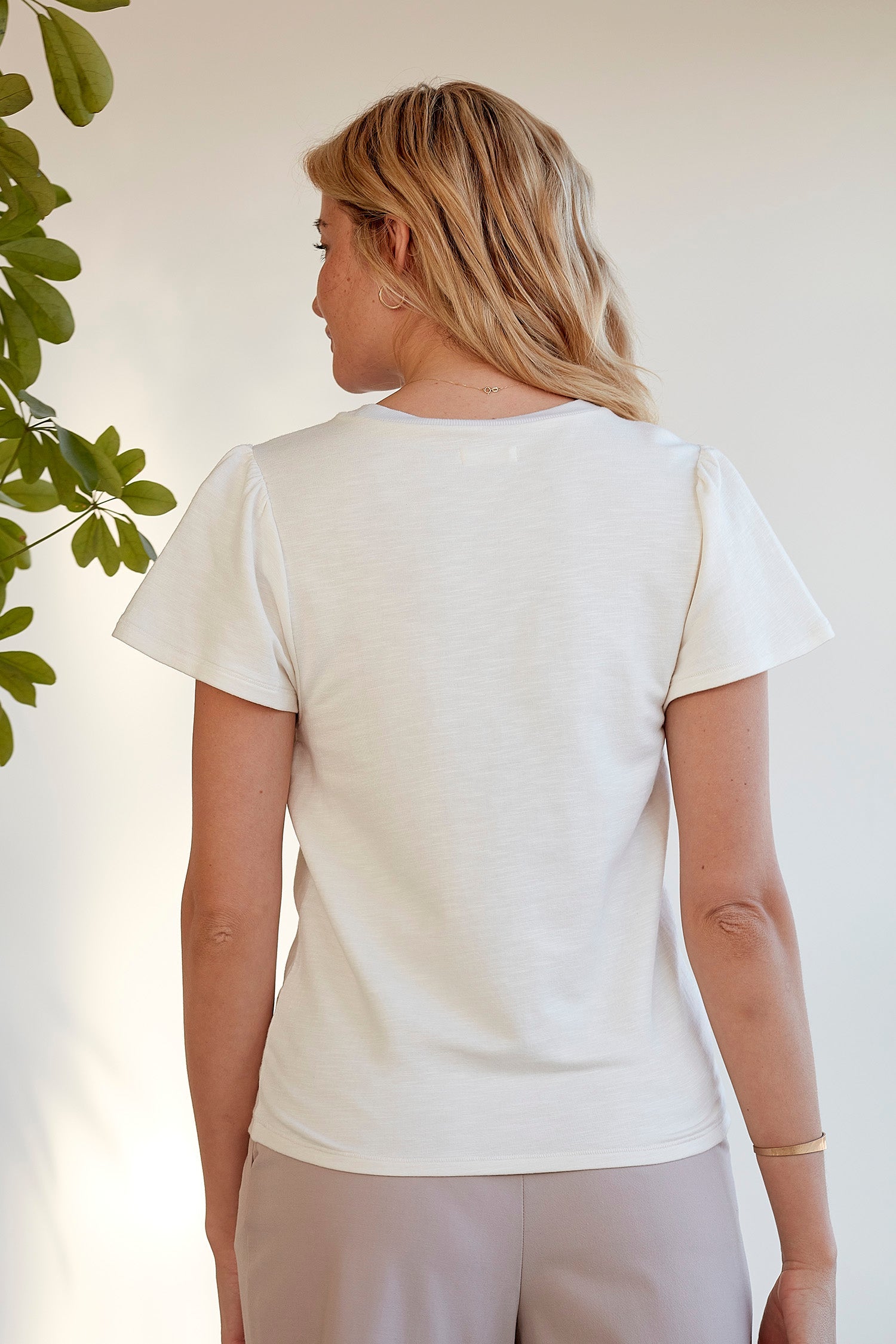 flutter sleeve top basic white t-shirt made sustainably