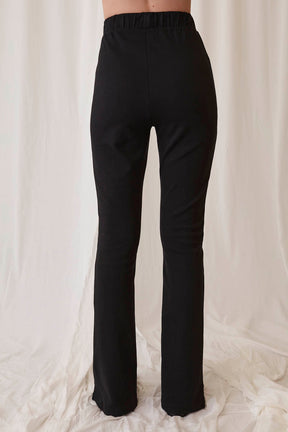 stretchy black pants for work with front slit
