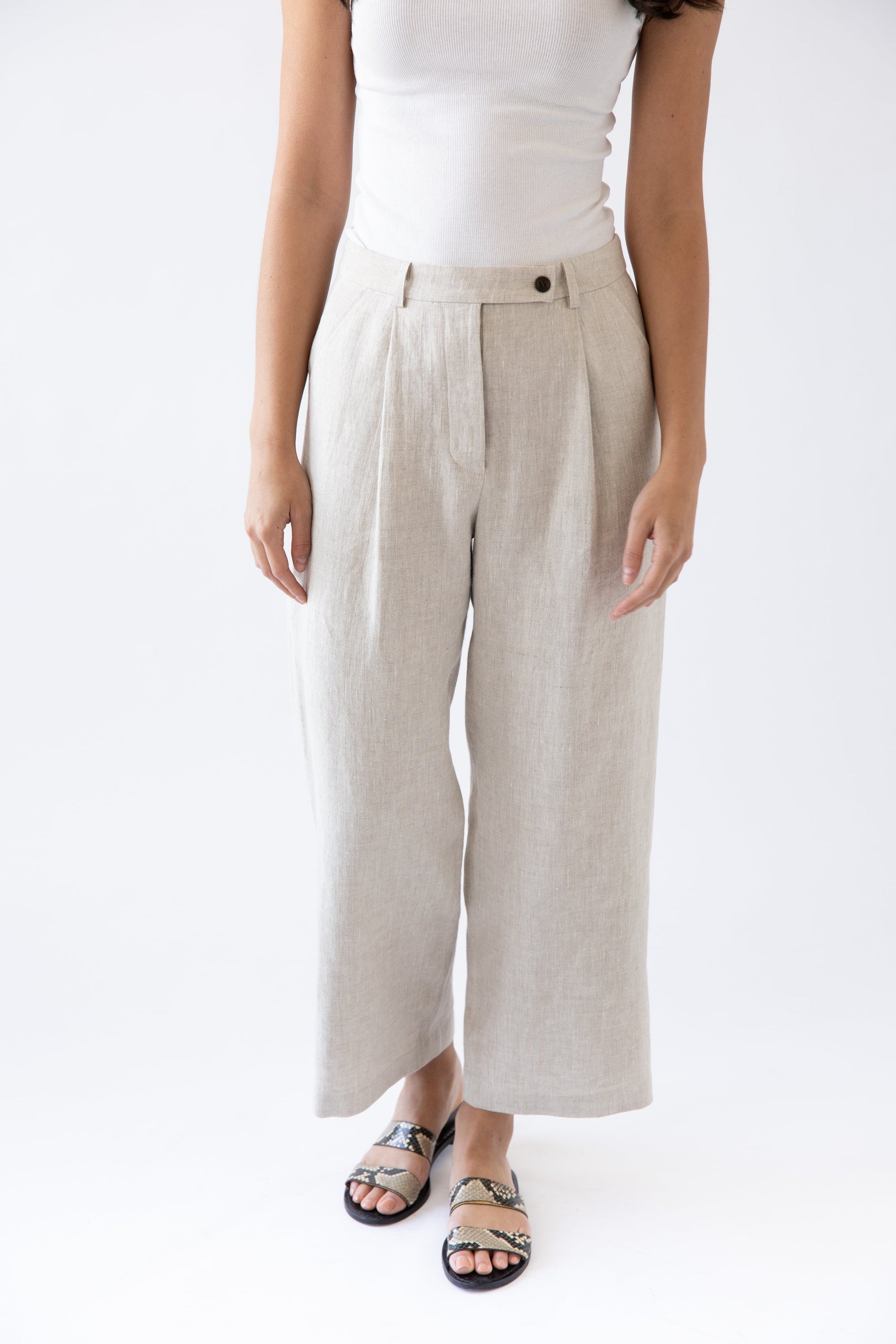 quiet luxury linen trousers for summer