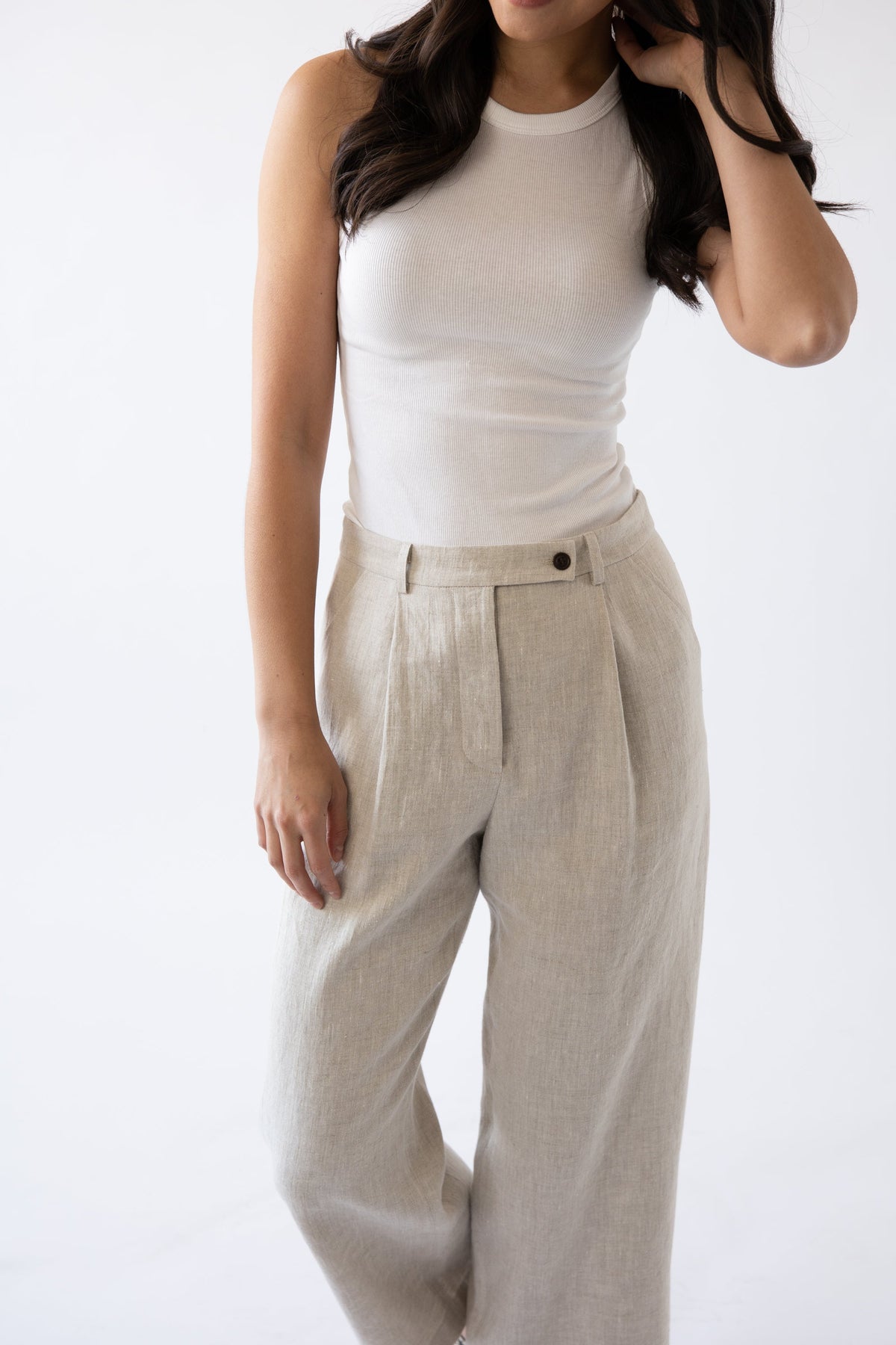 tailored wide leg linen trousers for summer