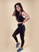 black breathable luxe sustainable fabric leggings