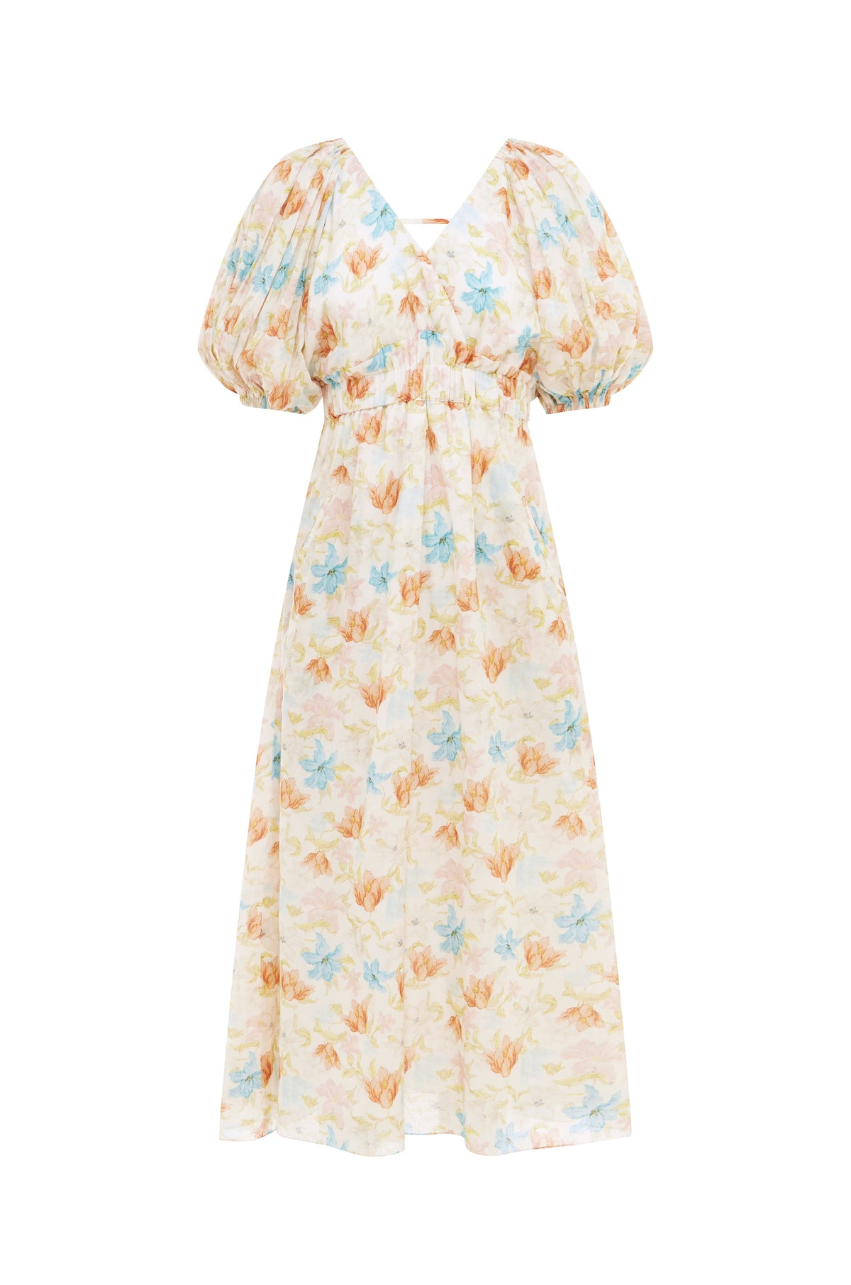 organic cotton floral print midi dress for summer weddings