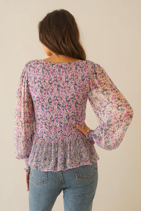 Stella Top In Lilac Garden Long Sleeve Paneros Clothing   