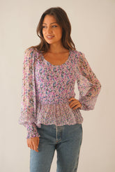 Stella Top In Lilac Garden Long Sleeve Paneros Clothing XXS  