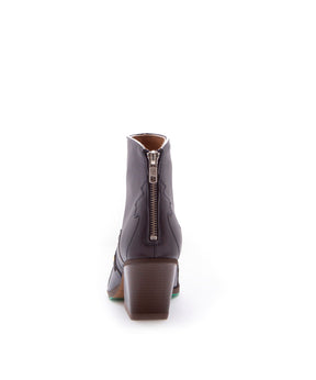 sustainable leather ankle boot with back zipper