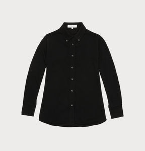 sustainable women's collared button up in black