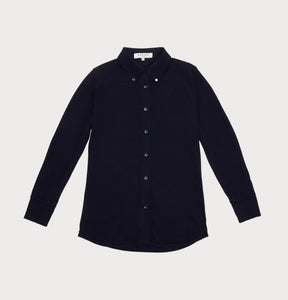 eco friendly button up shirt in navy made from organic cotton
