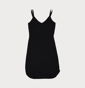 v front slip dress made from organic pima cotton in black