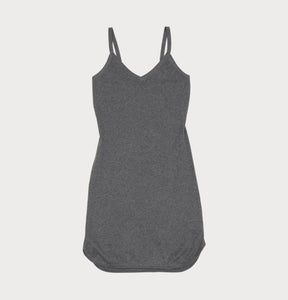 sustainable v neck knit dress in grey
